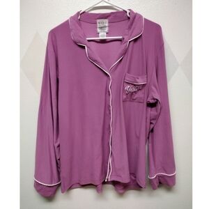 Mentally Exhausted (can't even) mauve sleep shirt with "yawn" on the pocket